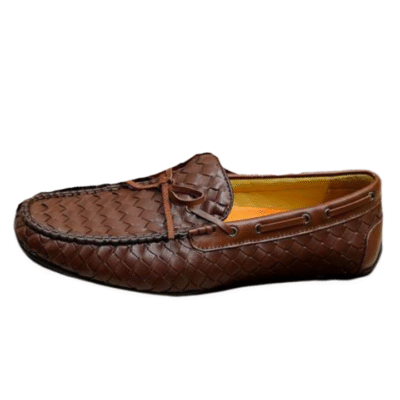 Men's Bottega Veneta Choco Brown Weaved Leather Driving Shoe