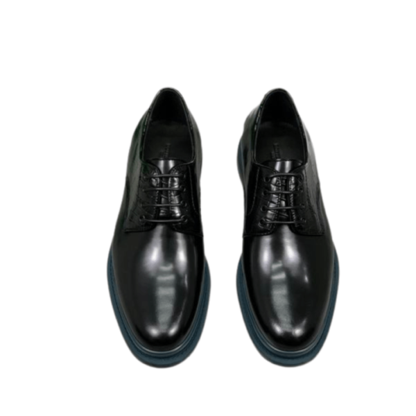 Men's Bottega Veneta Black Brogue Lace Up Leather Shoe - Image 2