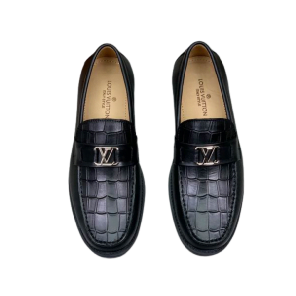 Men's Louis Vuitton Black Leather Major Loafer Shoe - Image 2