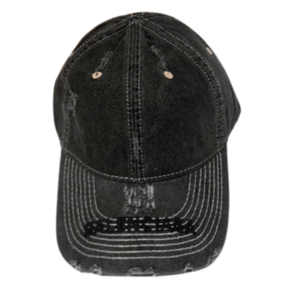 Balenciaga Logo-Embroidered Distressed Denim Cap 021606