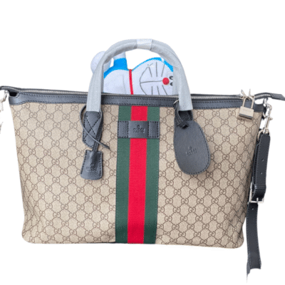 Gucci Web Duffle Bag GG Coated Canvas Medium 359261