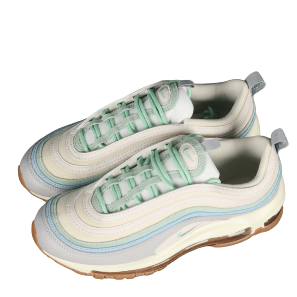 Ladies Nike Air Max 97 Enamel Green Sail Worn Blue - Image 4