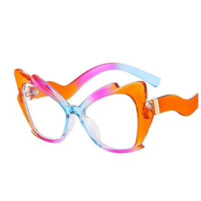 Ladies Rainbow Navy Cat Eye Clear Lens Glasses GK03389