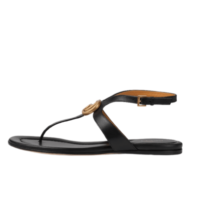 Ladies Gucci Double G Thong Sandals In Black