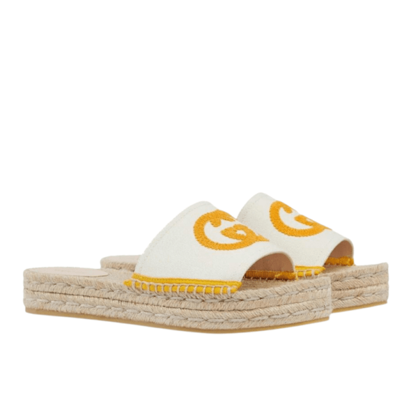 Ladies Gucci Interlocking G Espadrille Slides - Image 3