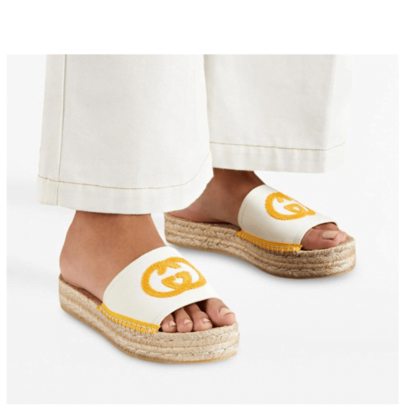 Ladies Gucci Interlocking G Espadrille Slides - Image 5