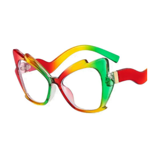 Ladies Rainbow Navy Cat Eye Clear Lens Glasses GK03389 - Image 4