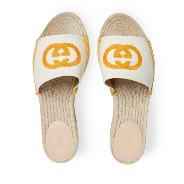 Ladies Gucci Interlocking G Espadrille Slides - Image 4