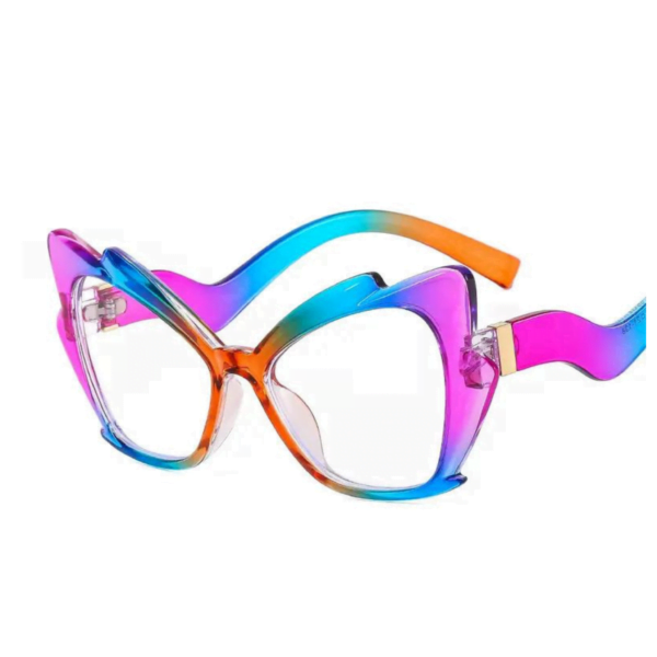 Ladies Rainbow Navy Cat Eye Clear Lens Glasses GK03389 - Image 3