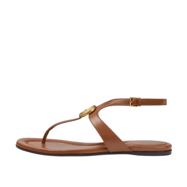 Ladies Gucci Double G Thong Sandals In Brown