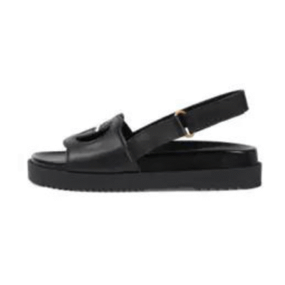 Ladies Gucci Interlocking G Sandals In Black Leather