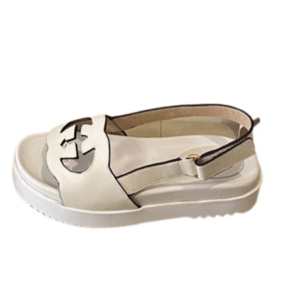 Ladies Gucci Interlocking G Sandal In White Leather