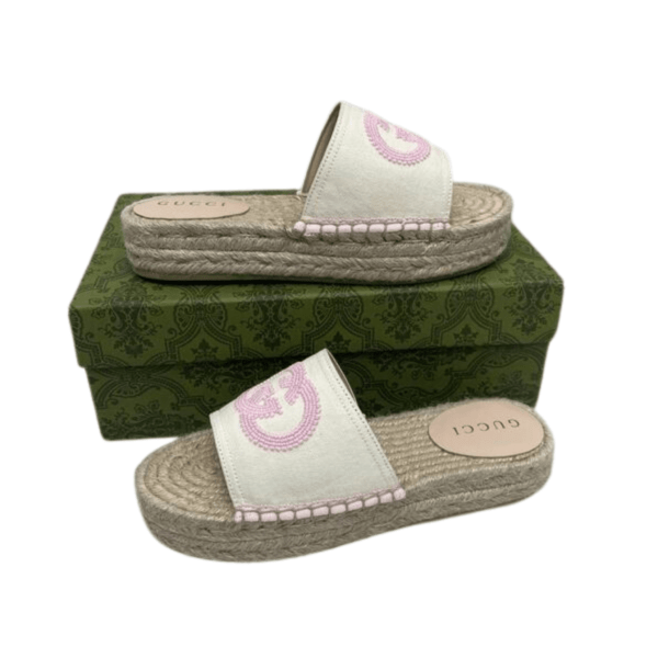 Ladies Espadrille Slide With Interlocking G - Image 3