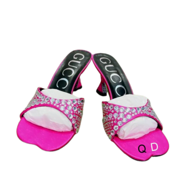 Ladies Gucci Slide Sandal With Crystals In Pink - Image 3