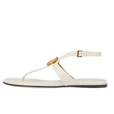 Ladies Gucci Double G Thong Sandals In White