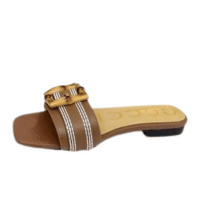 Ladies Gucci Bamboo Buckle Slide Sandal In Brown