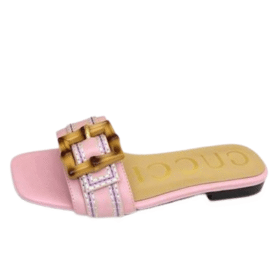 Ladies Gucci Bamboo Buckle Slide Sandal In Pink