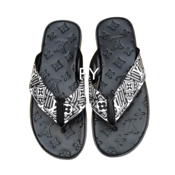 Men's Louis Vuitton Black-White Leather Slipper nfy0411 - Image 2