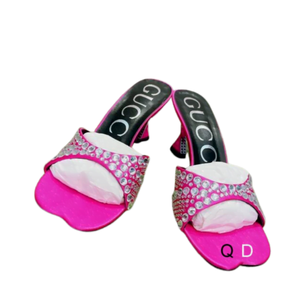 Ladies Gucci Slide Sandal With Crystals In Pink - Image 2