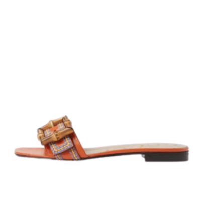 Ladies Gucci Bamboo Buckle Slide Sandal In Orange