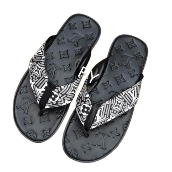 Men's Louis Vuitton Black-White Leather Slipper nfy0411 - Image 3