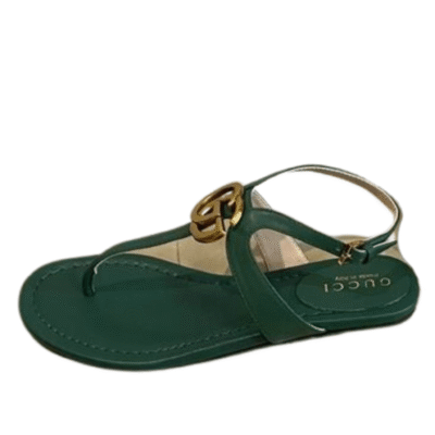 Ladies Gucci Double G Thong Sandals In Green