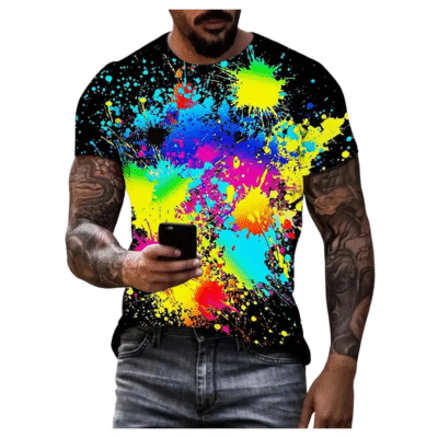 Rainbow Navy 3D Splash Graphic T-shirt GN07176