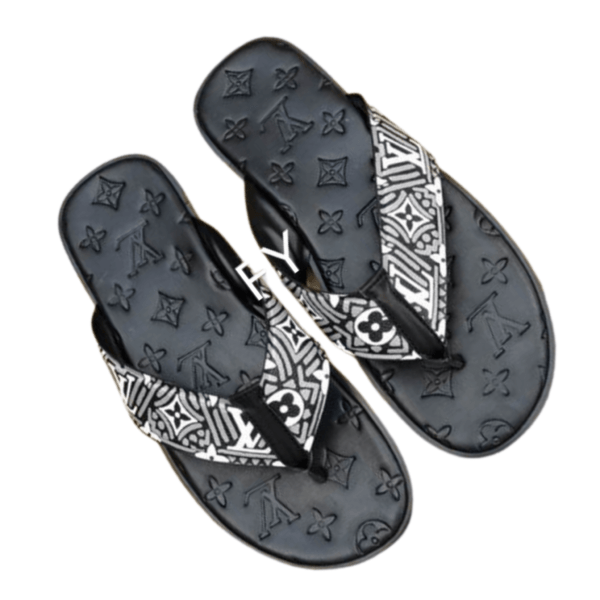 Men's Louis Vuitton Black-White Leather Slipper nfy0411 - Image 4