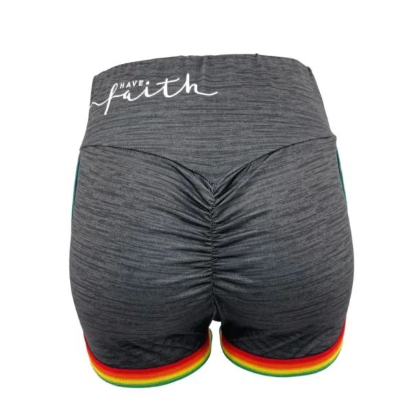 Ladies Rainbow Navy Skinny High Waist Yoga Shorts LF02374 - Image 7