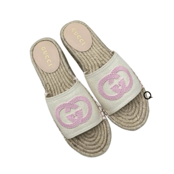 Ladies Espadrille Slide With Interlocking G - Image 4