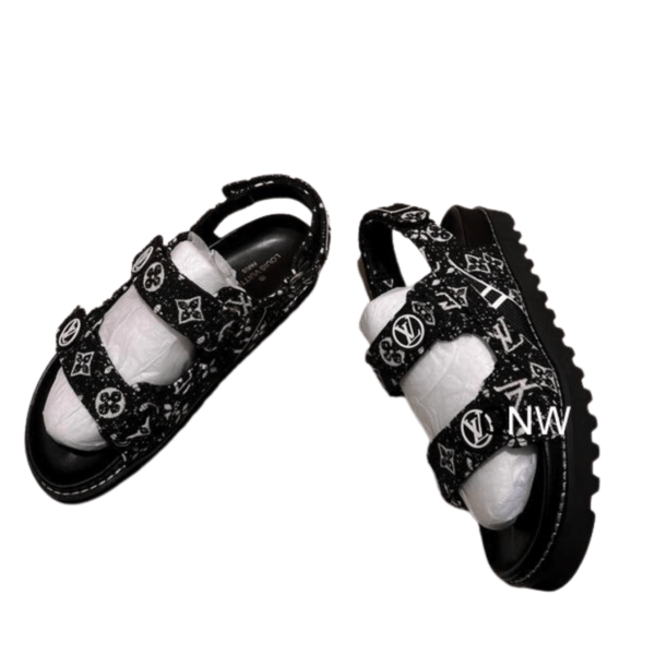 Louis Vuitton Monogram Paseo Flat Comfort Sandal In White-Black - Image 3