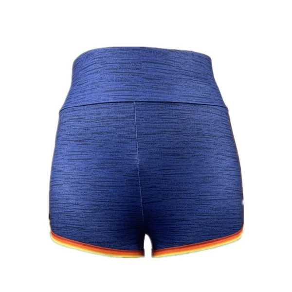 Ladies Rainbow Navy Skinny High Waist Yoga Shorts LF02374 - Image 5