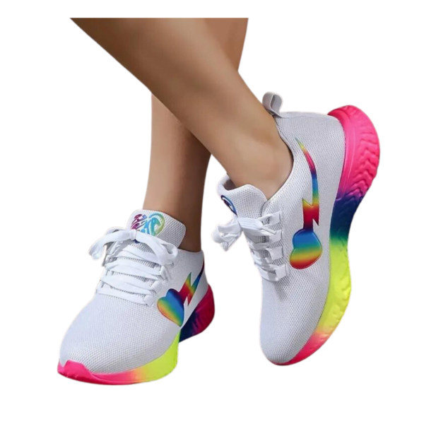 Rainbow Navy Trainer Mesh Lace-Up Sneaker QR02301 - Image 4