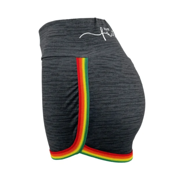 Ladies Rainbow Navy Skinny High Waist Yoga Shorts LF02374 - Image 9