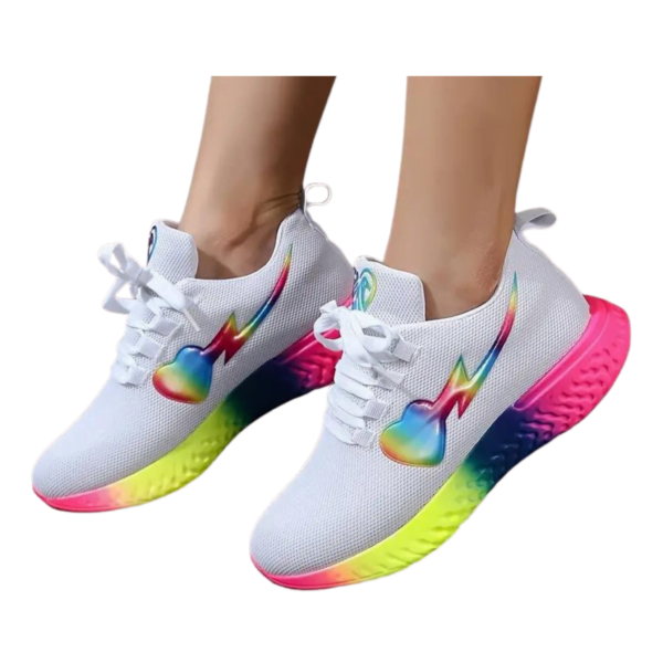 Rainbow Navy Trainer Mesh Lace-Up Sneaker QR02301 - Image 5