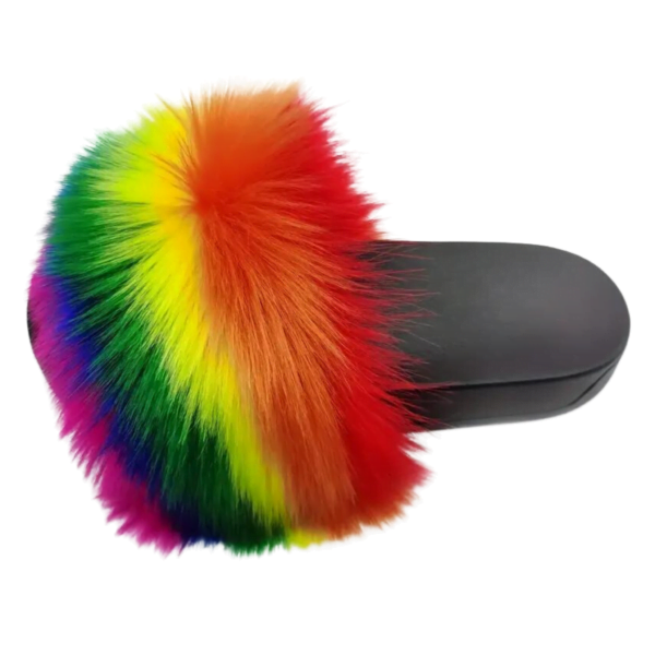 Rainbow Navy Multicolor Fur Flip-flops RF08016