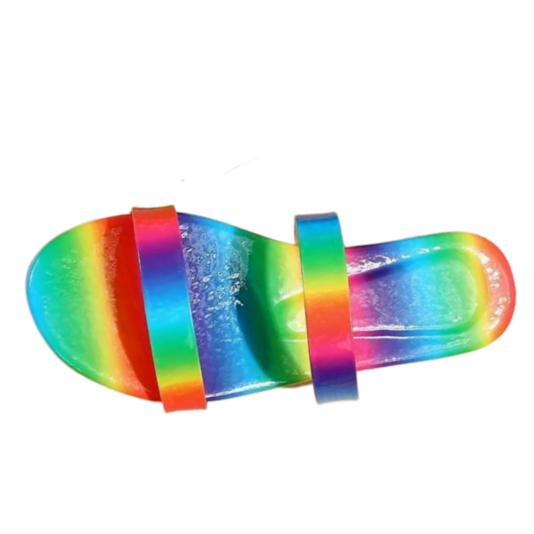 Ladies Rainbow Navy Multicolor Strap Slide Sandals LE10806