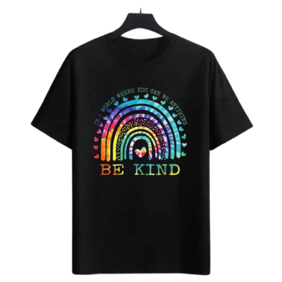 Rainbow Navy "Be Kind" Graphic Short Sleeve T-shirts (Unisex) PW05643