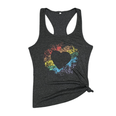 Ladies Rainbow Navy Gray Heart Sleeveless Tank Top DH06957