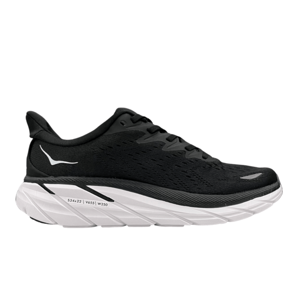 Hoka One One Clifton 8 Black White - Image 3