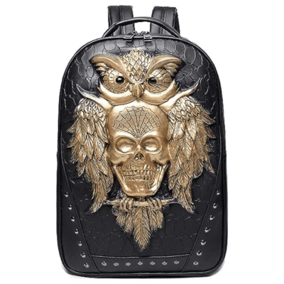TUS 3D Nighthawk Gold Studded Leather Backpack