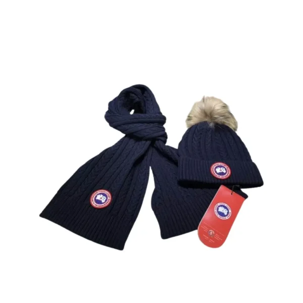 2-Piece Canada Goose Blue Scarf, Hat Luxury Winter Set