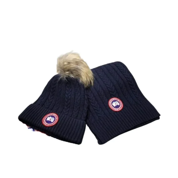 2-Piece Canada Goose Blue Scarf, Hat Luxury Winter Set - Image 4