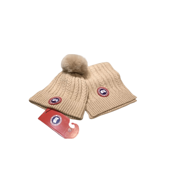 2-Piece Canada Goose Brown Scarf, Hat Luxury Winter Set - Image 4