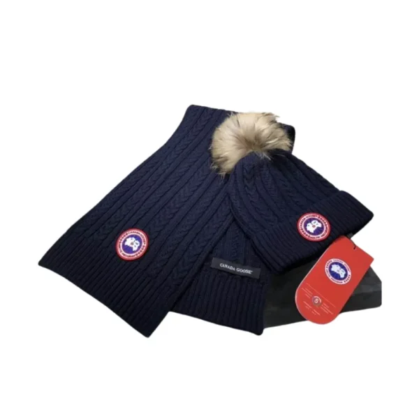 2-Piece Canada Goose Blue Scarf, Hat Luxury Winter Set - Image 3