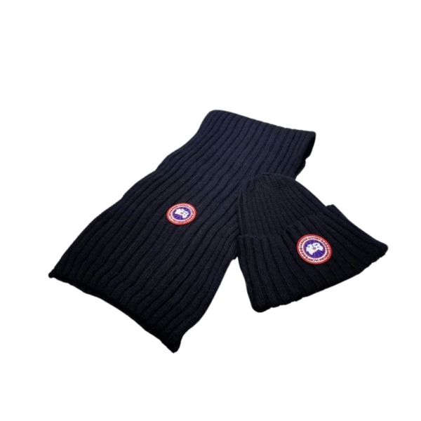 Arctic Elegance 2-Piece Canada Goose Black Scarf & Hat Luxury Set - Image 2