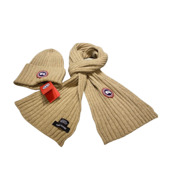 Arctic Elegance 2-Piece Canada Goose Brown Scarf & Hat Luxury Set