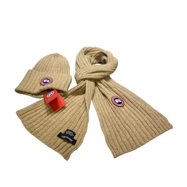 Arctic Elegance 2-Piece Canada Goose Brown Scarf & Hat Luxury Set - Image 2