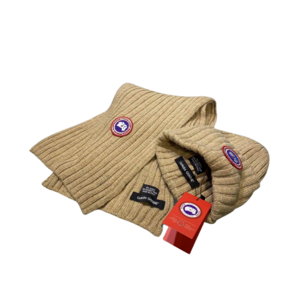 Arctic Elegance 2-Piece Canada Goose Brown Scarf & Hat Luxury Set - Image 4