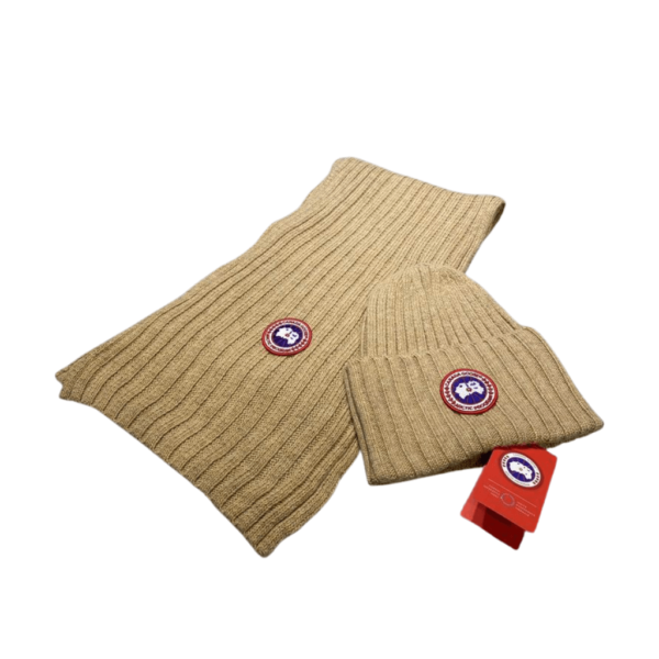 Arctic Elegance 2-Piece Canada Goose Brown Scarf & Hat Luxury Set - Image 3